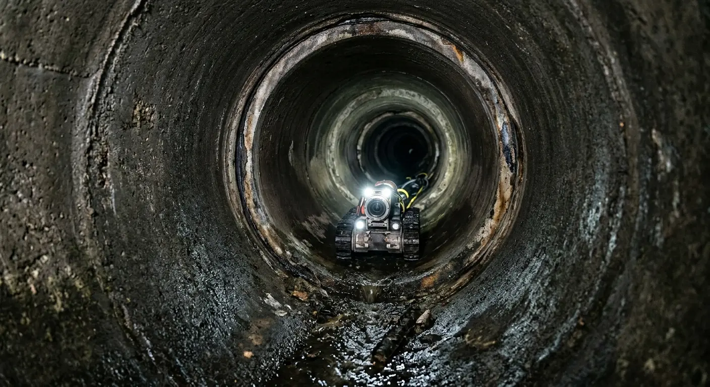 Robotic sewer camera inspecting pipe interior for Drain Snake Service in Richmond